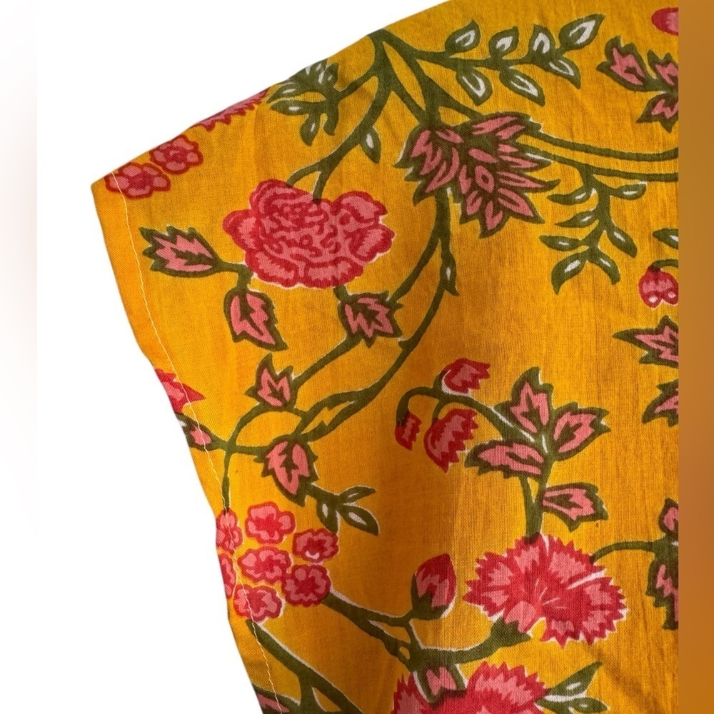 Milk Street Studio Floral Indian Cotton Babydoll Top Made In USA Size XS - Picture 2 of 10